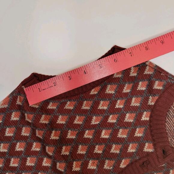 Vintage Jaeger London Vest Sweater Women XS 100% Wool Burgundy Pattern Buttons - Picture 5 of 10